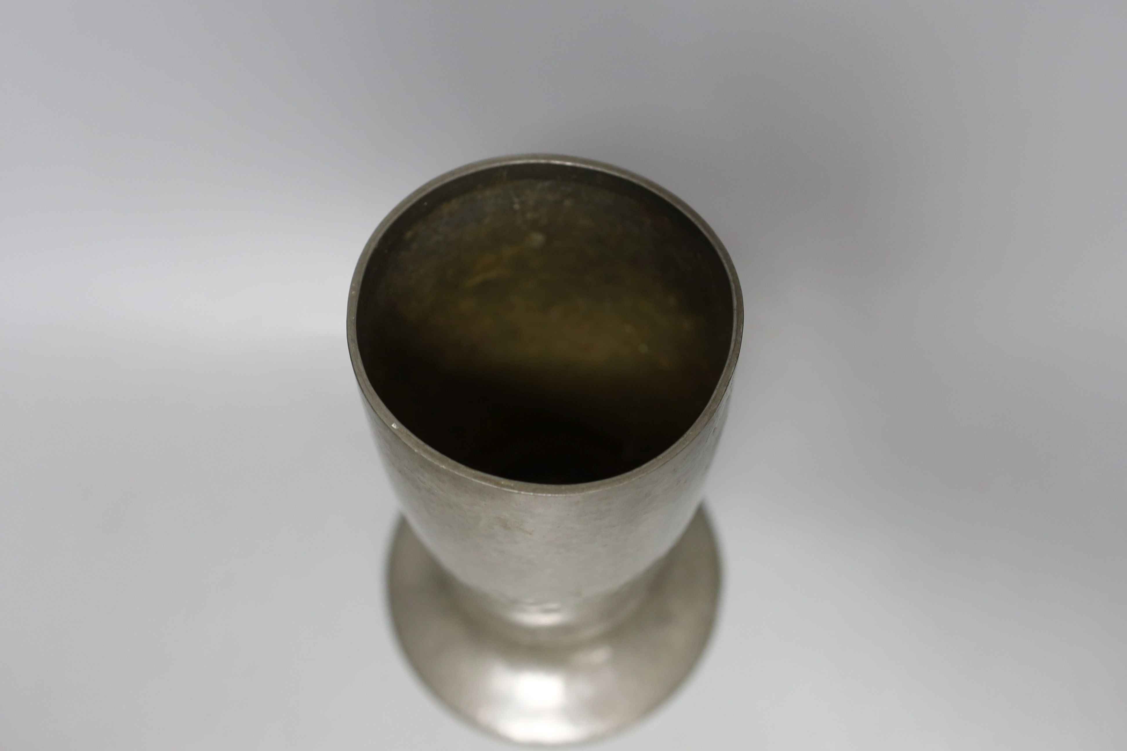 A Liberty's Tudric hammered pewter vase - 19.5cm tall